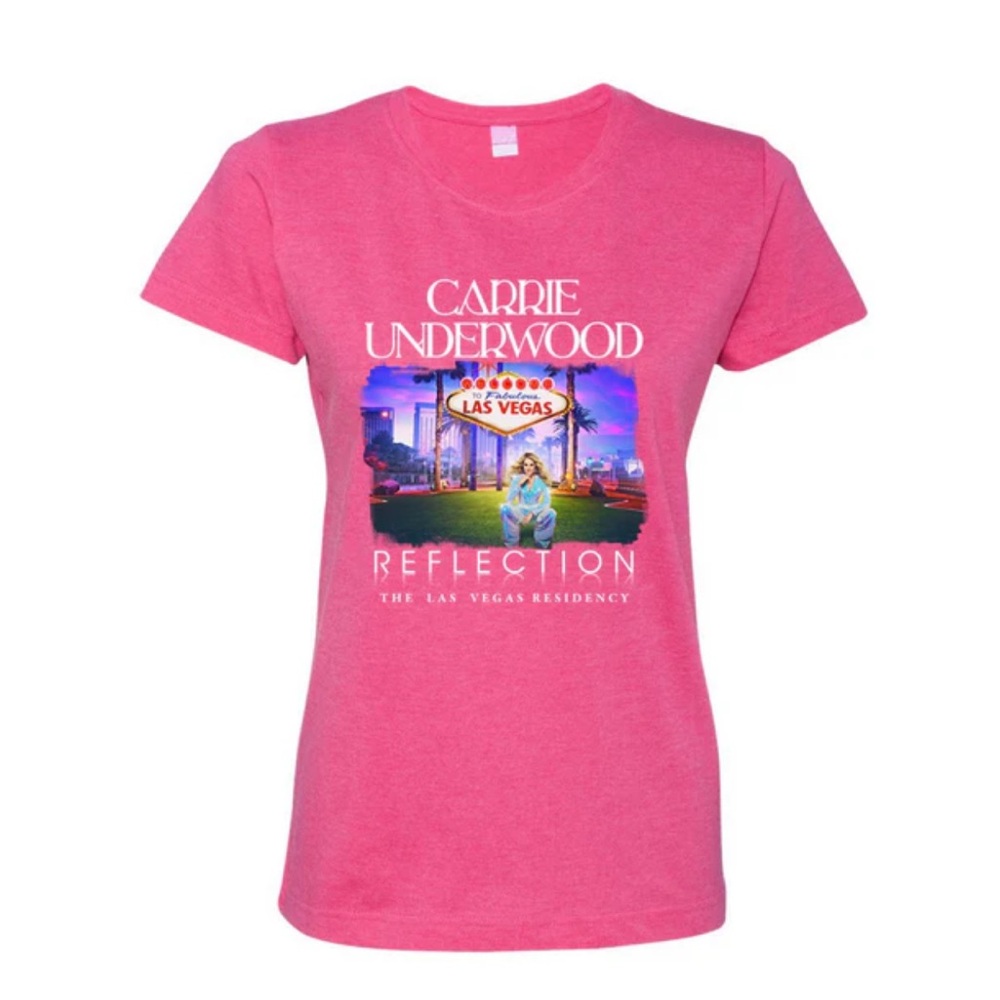 Carrie Underwood Hot Pink Reflection Las Vegas Graphic Concert Tee New